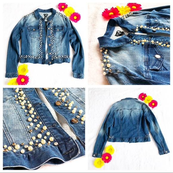 pearl studded denim jacket